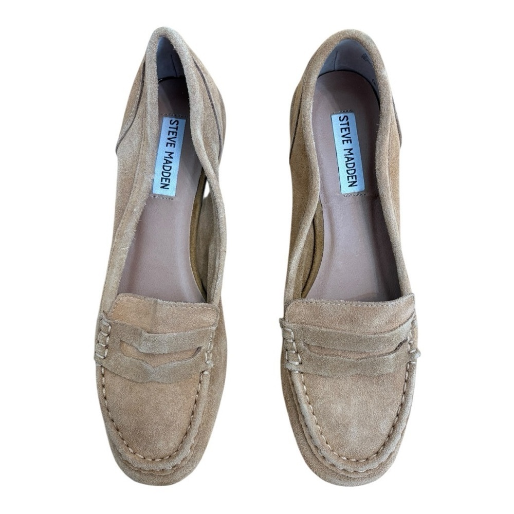 Steve Madden Paulette Tan Suede Loafers | Classic Preppy Slip-On Shoes | Size 10